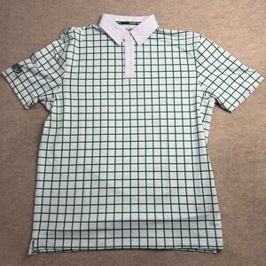 Bogey Boys Mens Green White Grid Golf Polo Shirt Large Short Sleeve Stretch